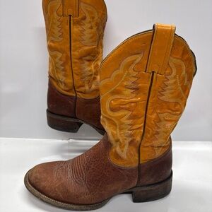 Justin Brown Leather Western Boots Round Toe 6005-  Size 7 EE